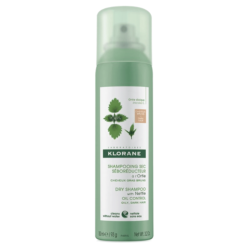klorane_suh_shampoan_mazna_tamna_kosa Klorane Оцветен сух шампоан с коприва за мазна коса 150 ml