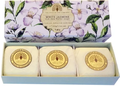 English Soap Company White Jasmine Gift Box Подаръчен комплект с луксозни сапуни с аромат на бял жасмин