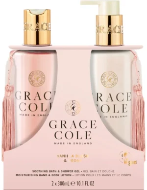 Подаръчен комплект Grace Cole Душ гел и лосион за тяло от серията Vanilla Blush & Peony