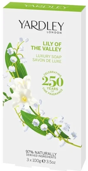 Yardley Lily of the Valley Luxury Soap Комплект от 3 броя луксозни сапуни от серията Lily of the Valley