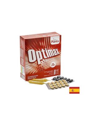 Енергия и тонус Optimax, стак, 30 ампули за пиене + 30 капсули витамини минерали, 30 капсули антиоксиданти