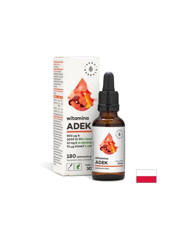 Подпомага костите, зъбите и имунитета - Витамин А, К2, D3, E -  30 ml капки Aura Herbals