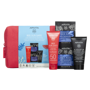 Apivita ПРОМО Bee Sun Safe SPF50 Лек флуид за лице 50 ml + Детоксикиращ гел 50 ml + Маска с морска лавандула 2 х8 ml