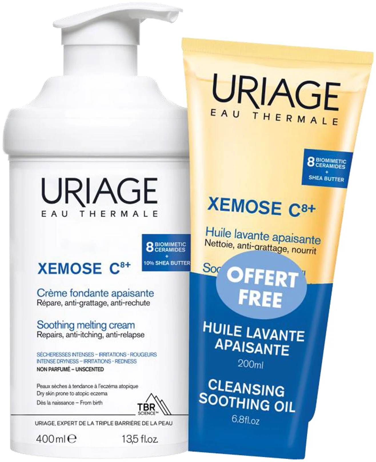 38632 Uriage Xemose C8+ Крем 400 ml + Xemose C8+ Измиващо гел-олио 200 ml
