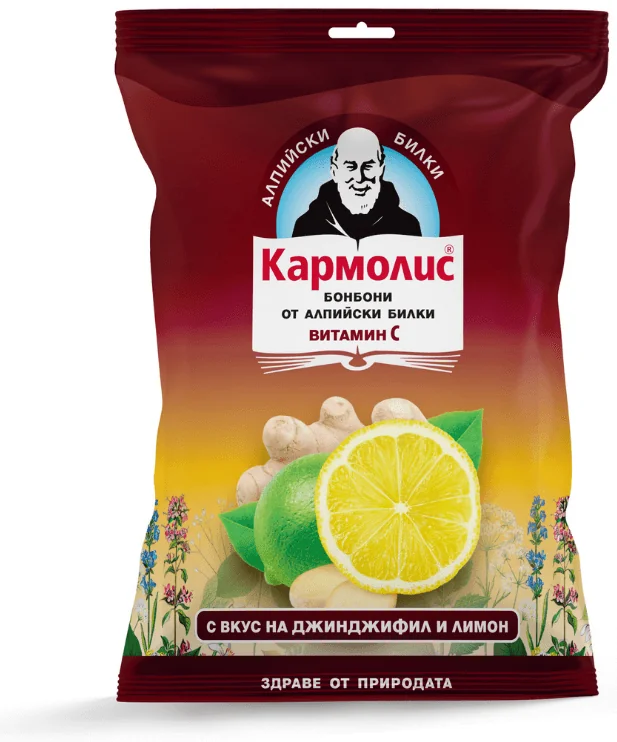 71350 Кармолис бонбони от алпийски билки с джинджифил и витамин С - лимон 72 g Carmolis