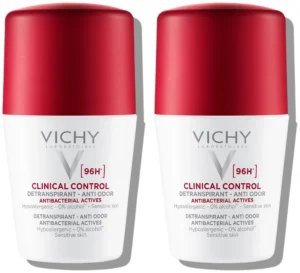 Vichy Deo-Duo Пакет: Рол-он дезодорант Рутина CLINICAL CONTROL дезодорант, тестван за контролиране на прекомерното изпотяване до 96 часа