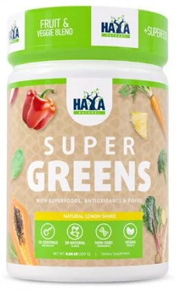Haya Labs Super Greens - Натурален Лимонов Шейк 300 g