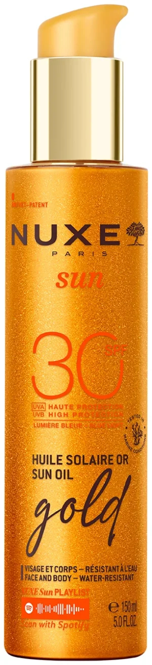 Nuxe Sun SPF30 Glow Олио за придобиване на тен със златисти частици 150 ml