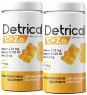Детрикал (1+1)C + Zn с вкус на портокал х60 желирани мечета