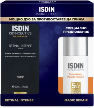 ISDIN Retinal Intense Серум с ретиналдехид 50 ml + Fusion water Magic Repair SPF50 Слънцезащитен крем 50 ml