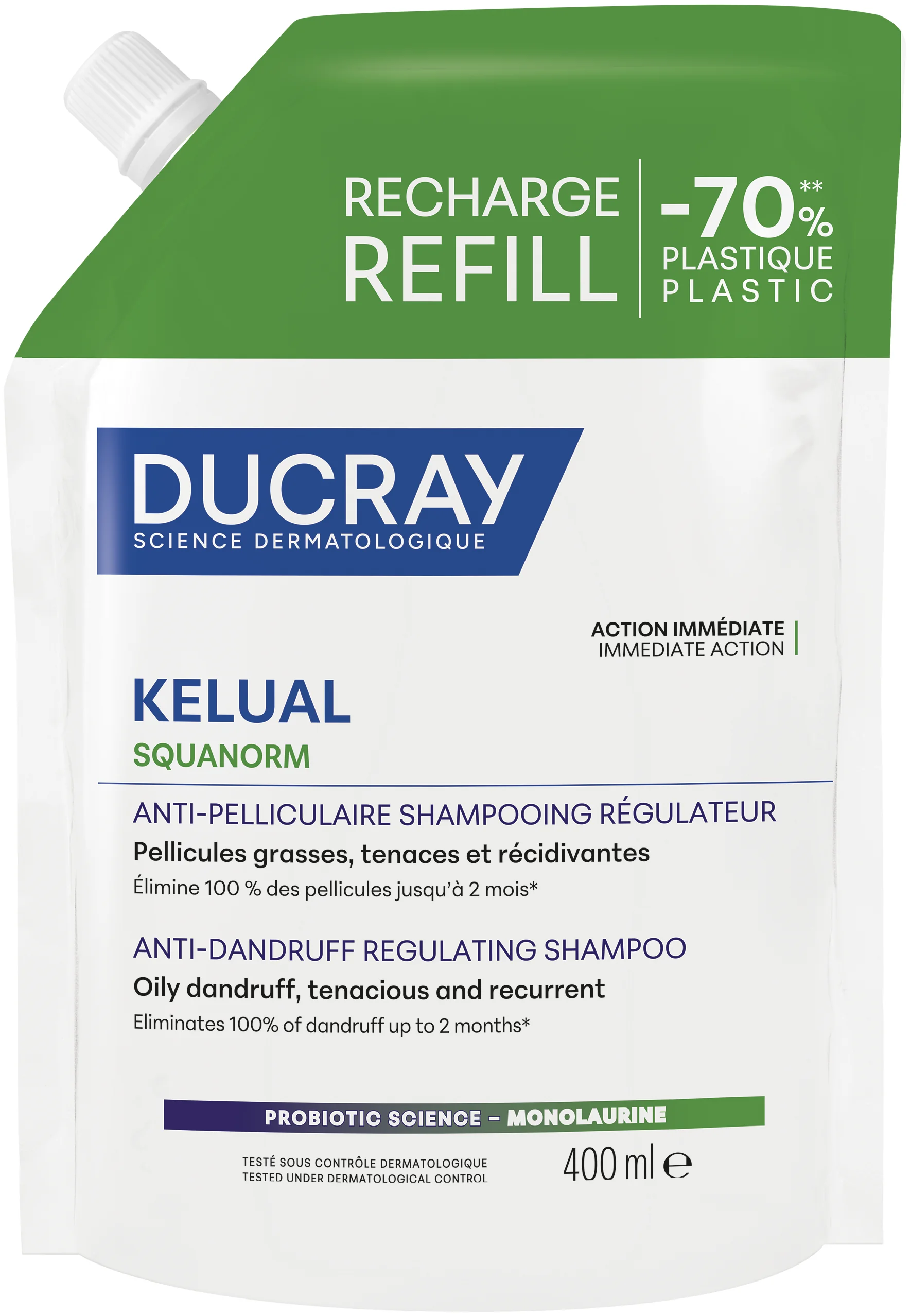 96881 Ducray Kelual Squanorm Регулиращ третиращ шампоан против мазен пърхот 400 ml - пълнител