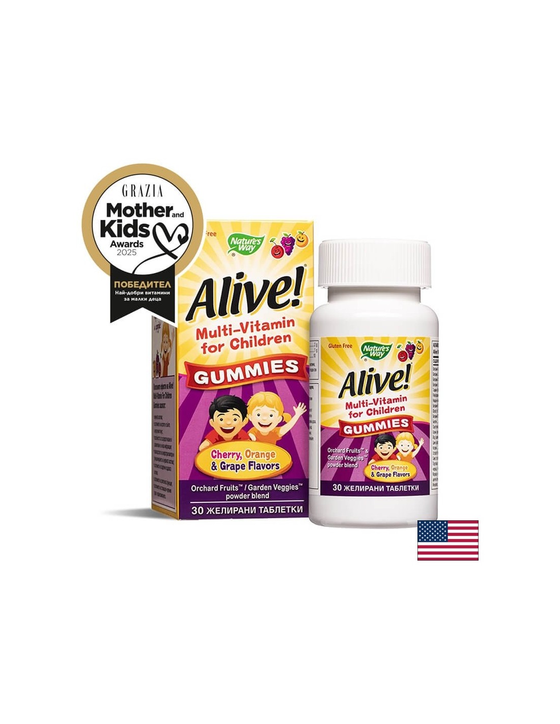alive-multi-vitamin-for-children-gummies-alajv-multivitamini-deca-30-zhelirani-tabletki.jpg Alive! Multi-Vitamin for Children Gummies / Алайв! Мултивитамини за деца, 30 желирани таблетки Nature’s Way