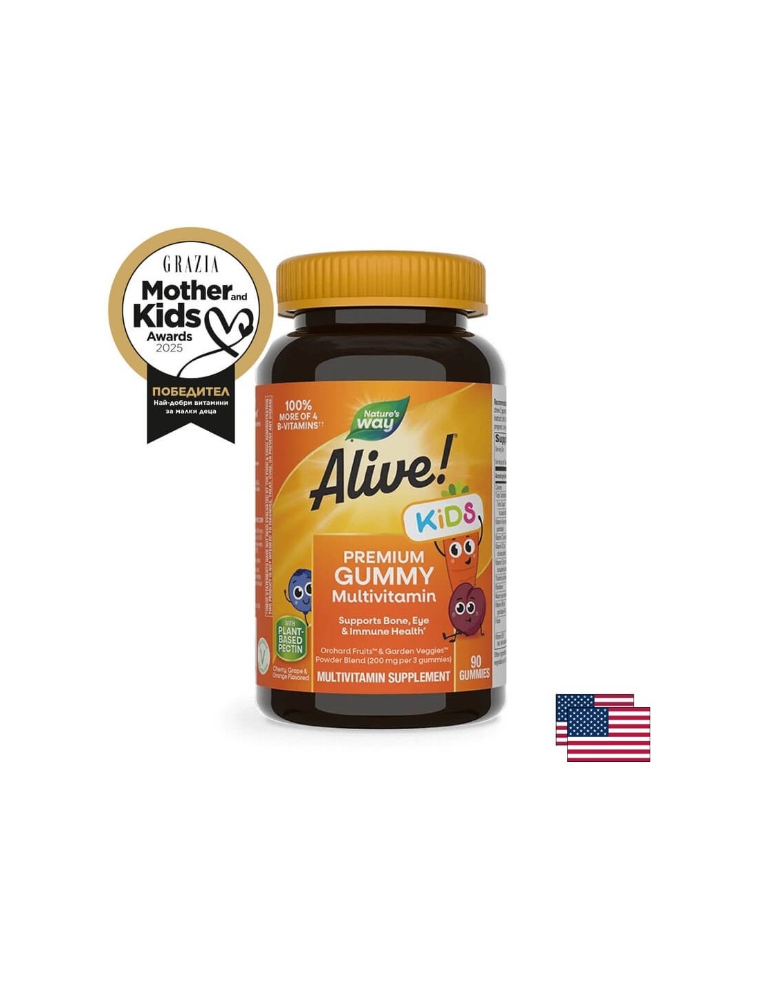 alive-multi-vitamin-for-children-gummies-alayv-multivitamini-za-detsa-x-90-zhelirani-tabletki.jpg Alive! - Алайв! Премиум мултивитамини за деца, 90 желирани таблетки Nature’s Way