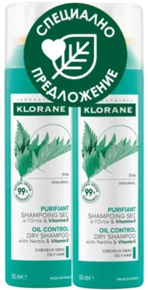 Klorane ДУО Сух шампоан с коприва за мазна коса 150 ml х2 броя